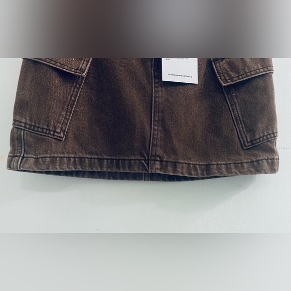Princess Polly Zakai Cargo Denim Mini Skirt, Brown, Women’s Size 2, NWT - Picture 6 of 16
